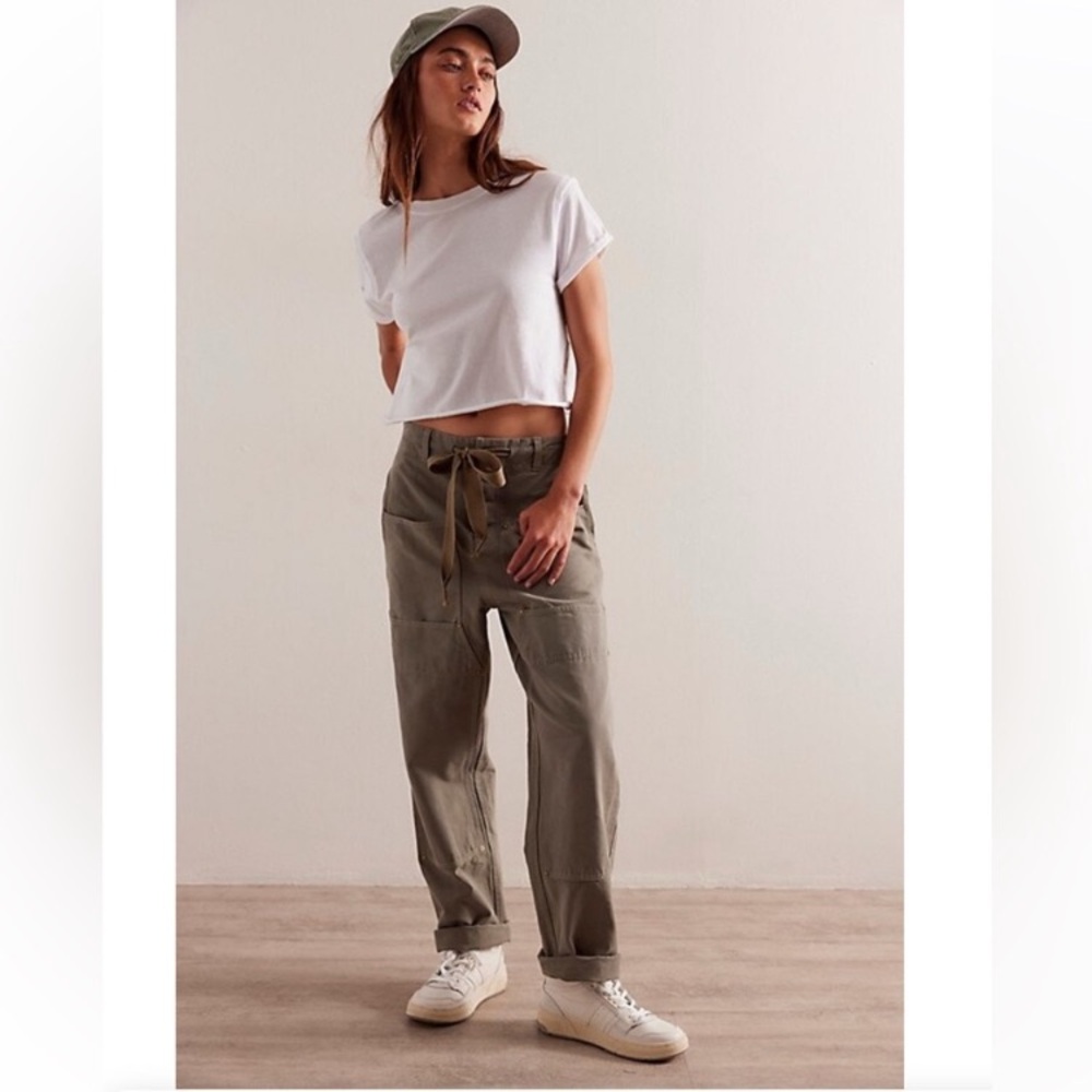 FREE PEOPLE We The Free Hayden Carpenter Olive Cargo Pants Size Small